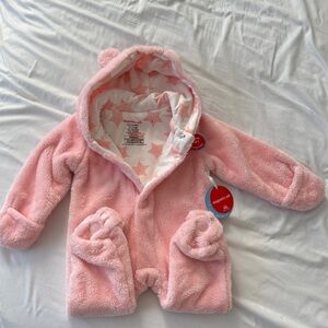 Magnetic Me Pink Fleece Baby Hoodie with Star Pattern 3-6 months